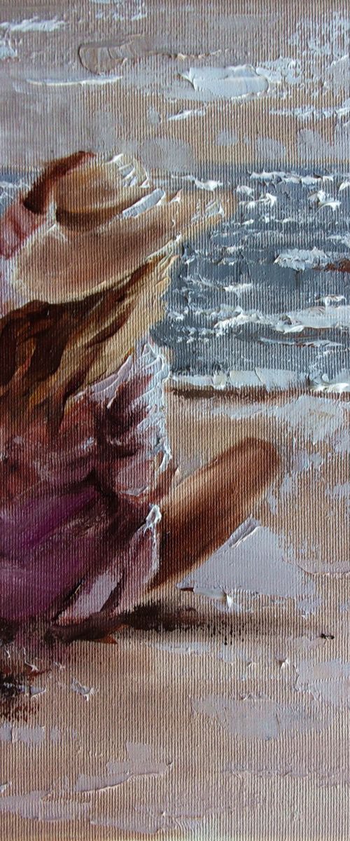 " SUMMER DAY ... " original painting SEA spring palette knife GIFT by Monika Luniak