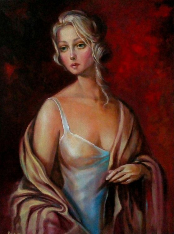 " Venice 16th Century " - 60 x 80cm Original Oil Painting Venetian courtesan