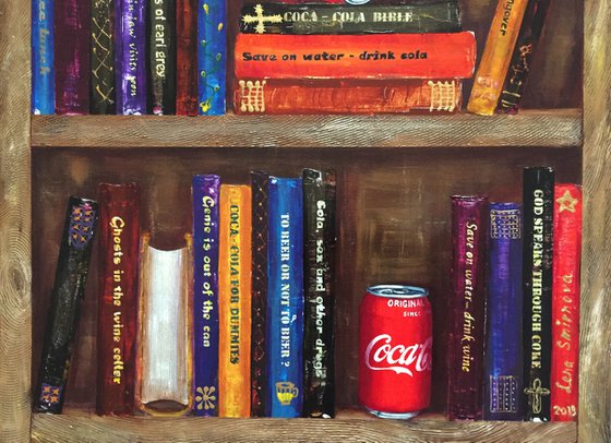 Bookshelf with coca-cola