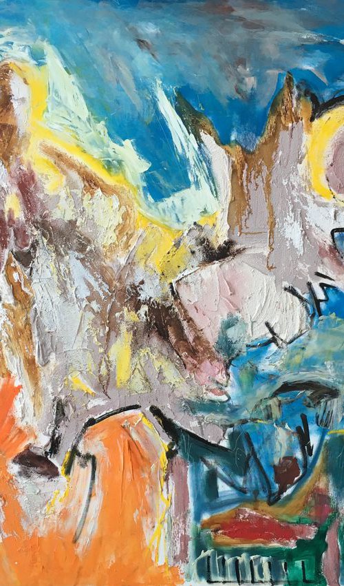 Blue Abstract Extra Large Abstract Painting by Leo Khomich