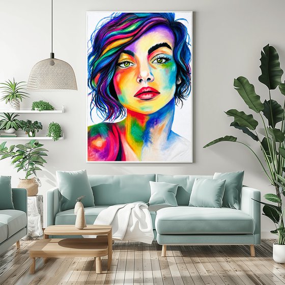 Electric Muse - Oil Pastel Women Portrait