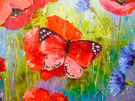 Poppies and butterflies