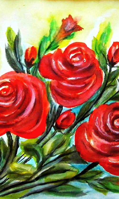 Roses - watercolor 1 by Emília Urbaníková