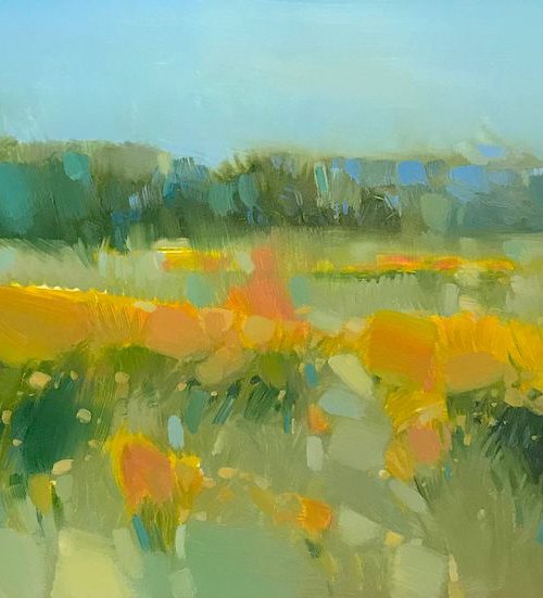 Meadow, Landscape oil painting, Handmade artwork, Large Size by Vahe Yeremyan