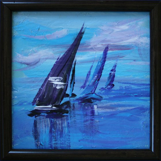 REGATTA II  framed / ORIGINAL ACRYLIC PAINTING