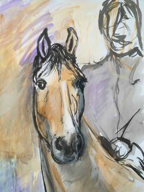 ink horse portrait sketch by René Goorman