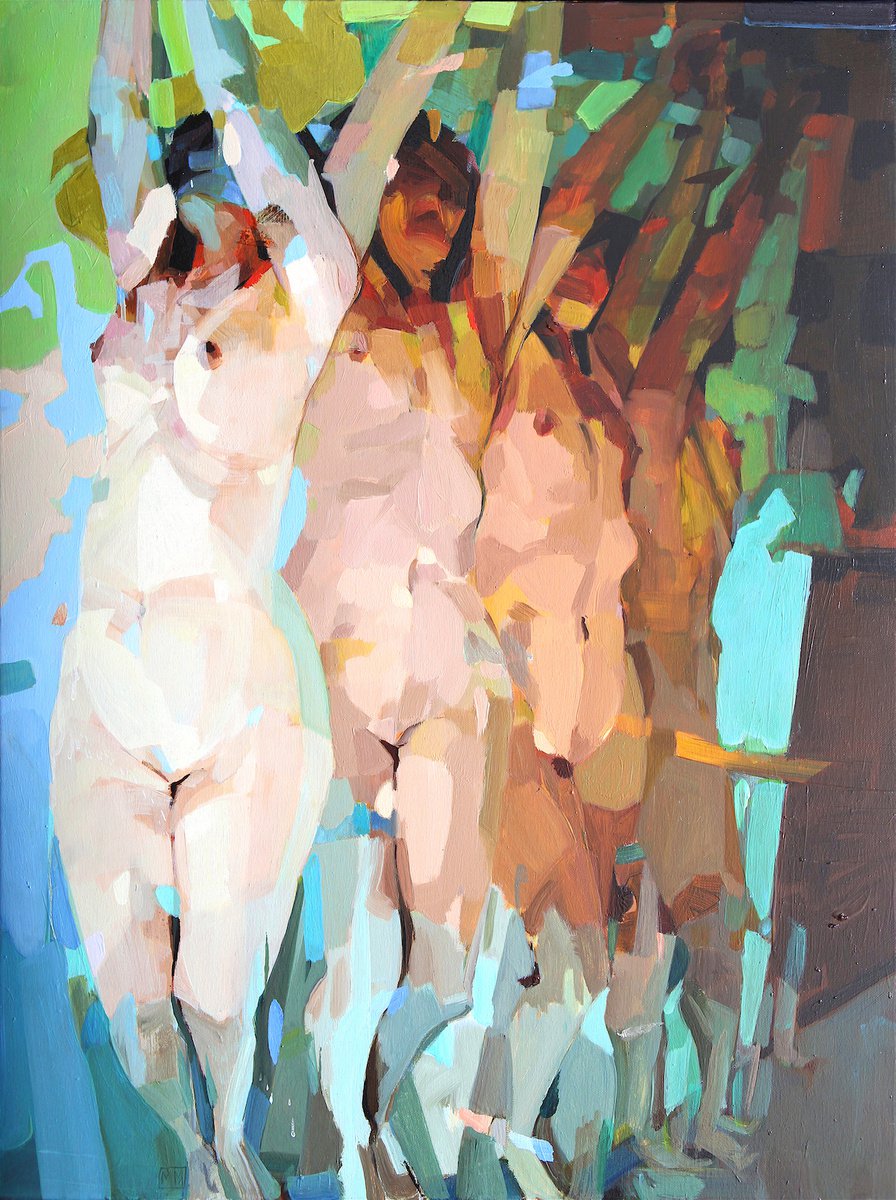 Expressive Portrait Oil Painting By Melinda Matyas, 24 X 32", The Silence Of Animals, Original Artwork