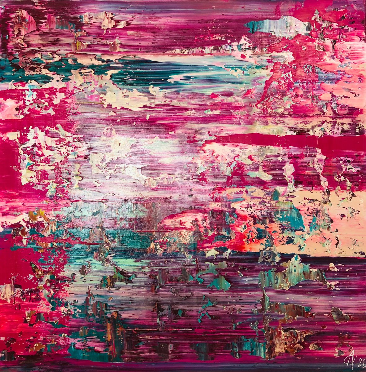 Abstract Oil Painting By Svitlana Andriichenko, 28 X 28", Dreamy Feelings. A74, Original Artwork