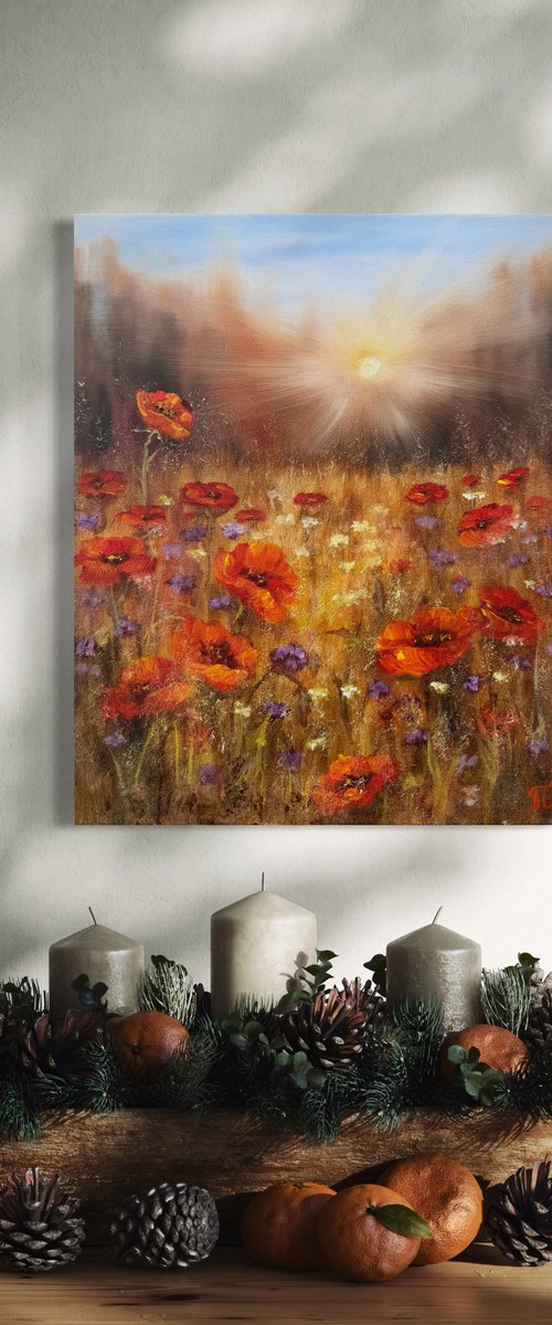Sun and Red flowers by Tanja Frost