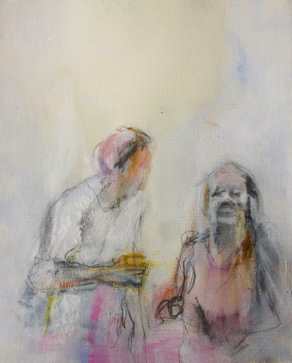 Expressive Portrait Pencil Drawing By Cynthia Gregorova, 6 X 7, Summer Storm, Original Artwork