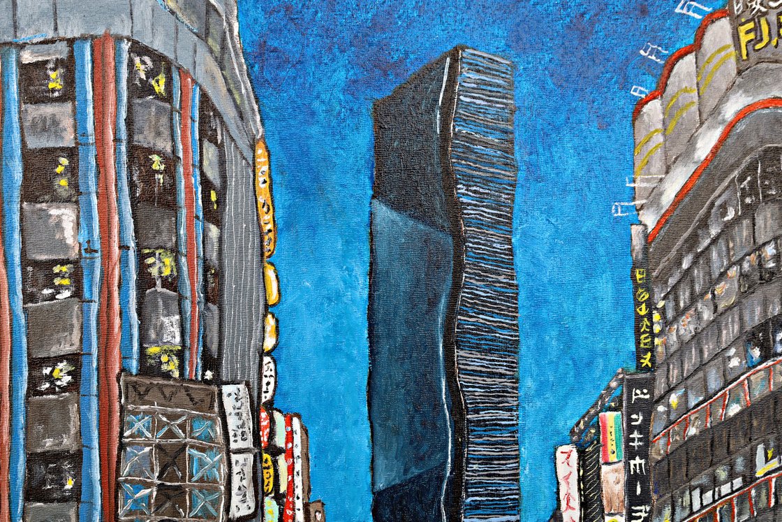 Original Oil Painting - Pedestrian Crossing. Tokyo. by Jesús Gómez
