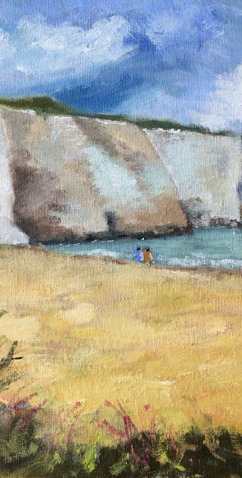 Beach with chalk cliffs by Julian Lovegrove Art