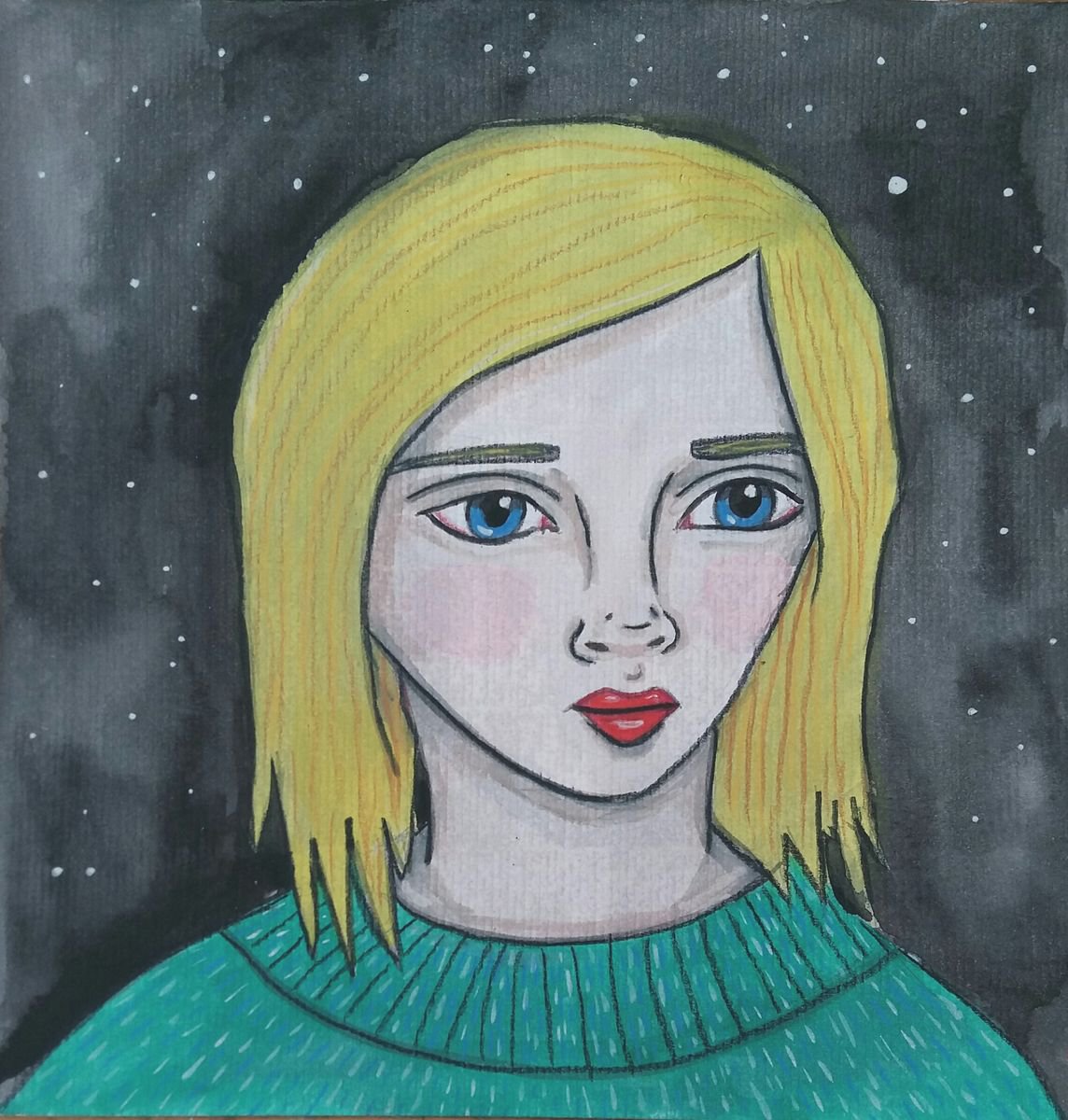 Blonde Portrait with Stars by Kitty Cooper