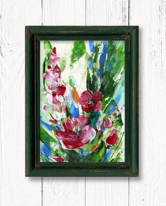 Cottage Flowers 8 - Framed Floral Painting by Kathy Morton Stanion