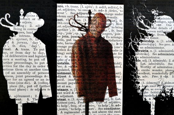 Soul Hanger - Collage Art on Large Real English Dictionary Vintage Book Page