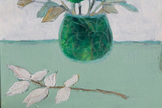 Green pot and jug still life