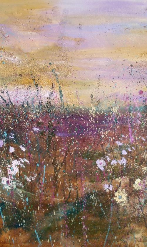 " ABSTRACT MEADOW" - LARGE FORMAT 100 X 70 CM PALETTE KNIFE by Monika Luniak