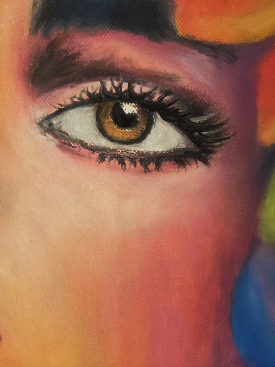 Surreal Floral Goddess - Oil Pastel Portrait