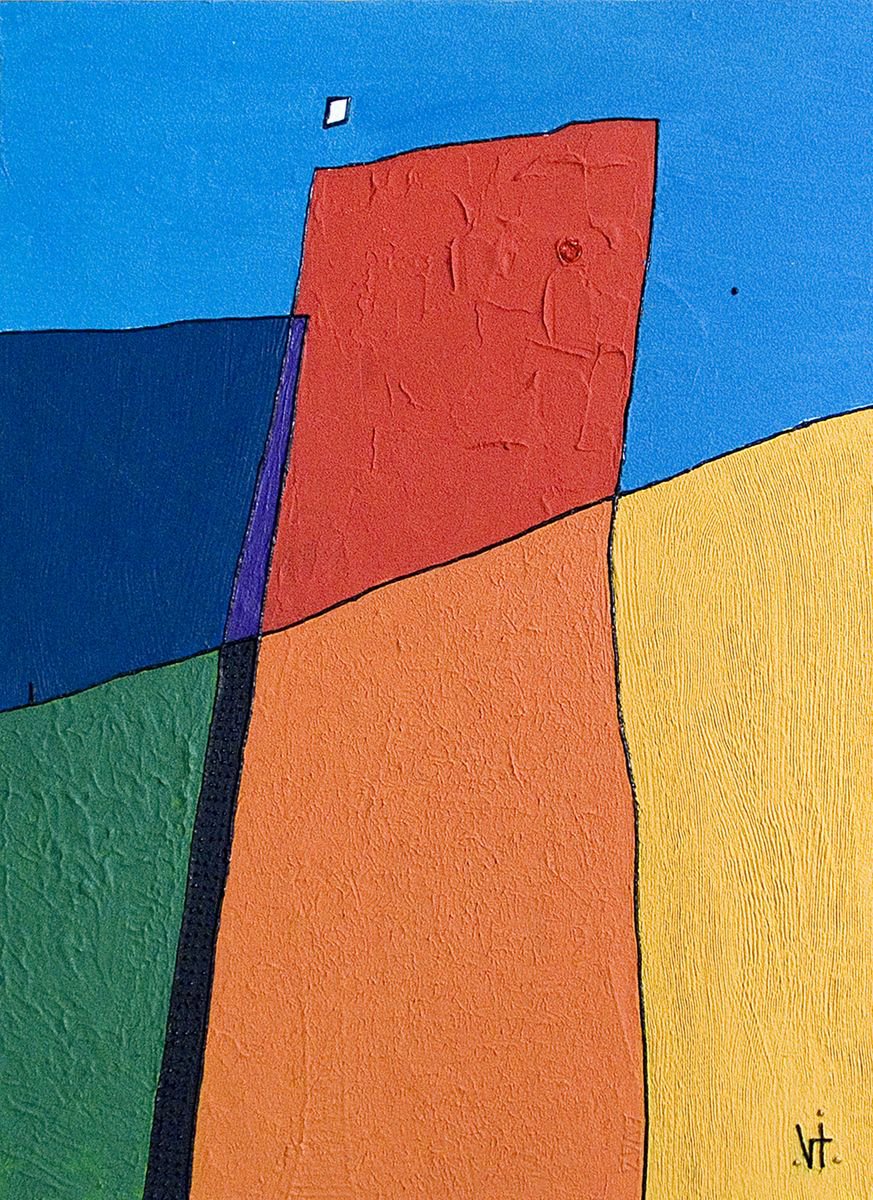 Geometric Abstract Acrylic Painting By Viktor Ivaniv, 24 X 31", Premonition Of Flight, Original Artwork