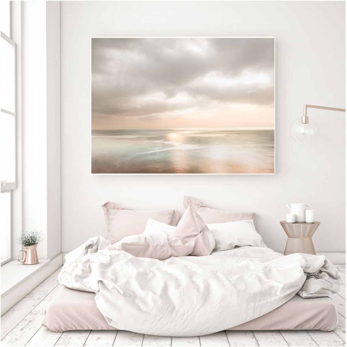 And so the sun rose.... - Rose Gold Dawn 60 x 40 inches Canvas by Lynne Douglas
