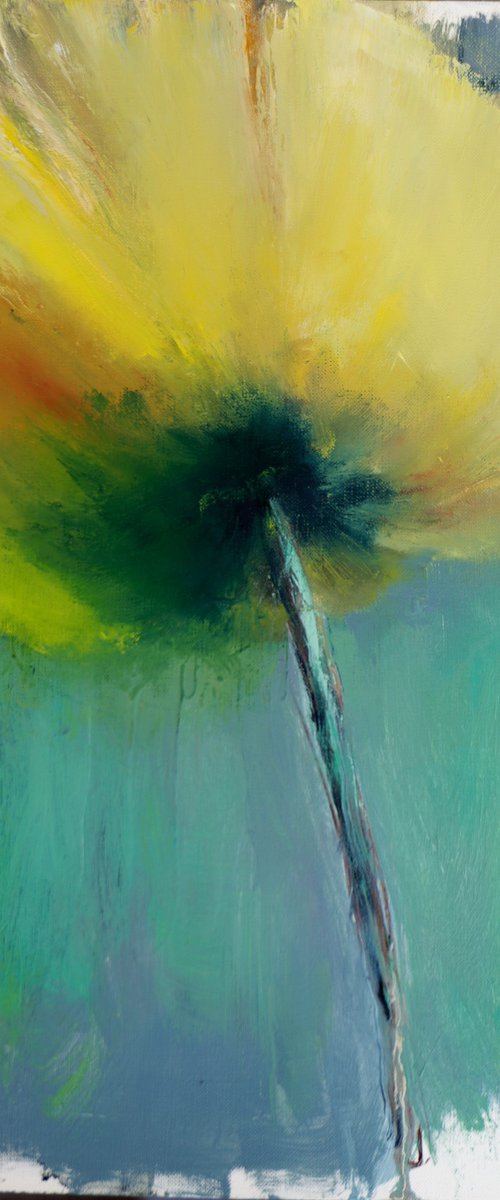 Yellow Poppy flower Painting on paper Original Artwork by Anna Lubchik