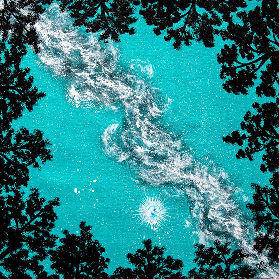 Turquoise night – moonlit forest