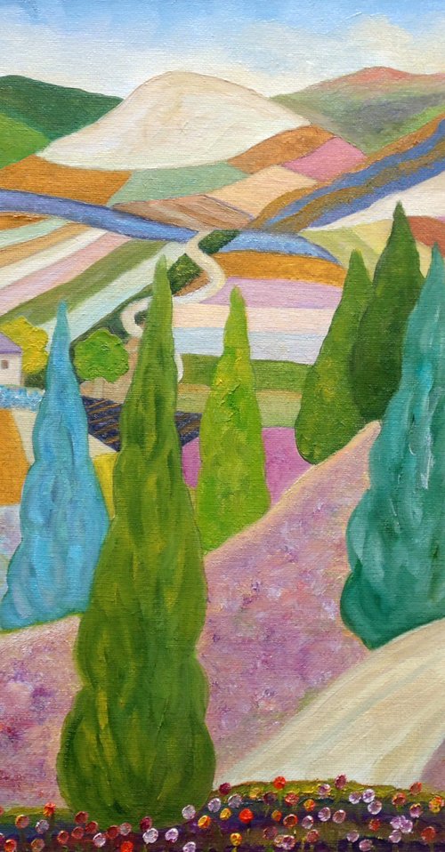 Spruces And Lavender Blues by Angeles M. Pomata