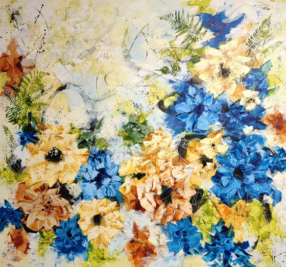 "Memories", XXL abstract flower painting
