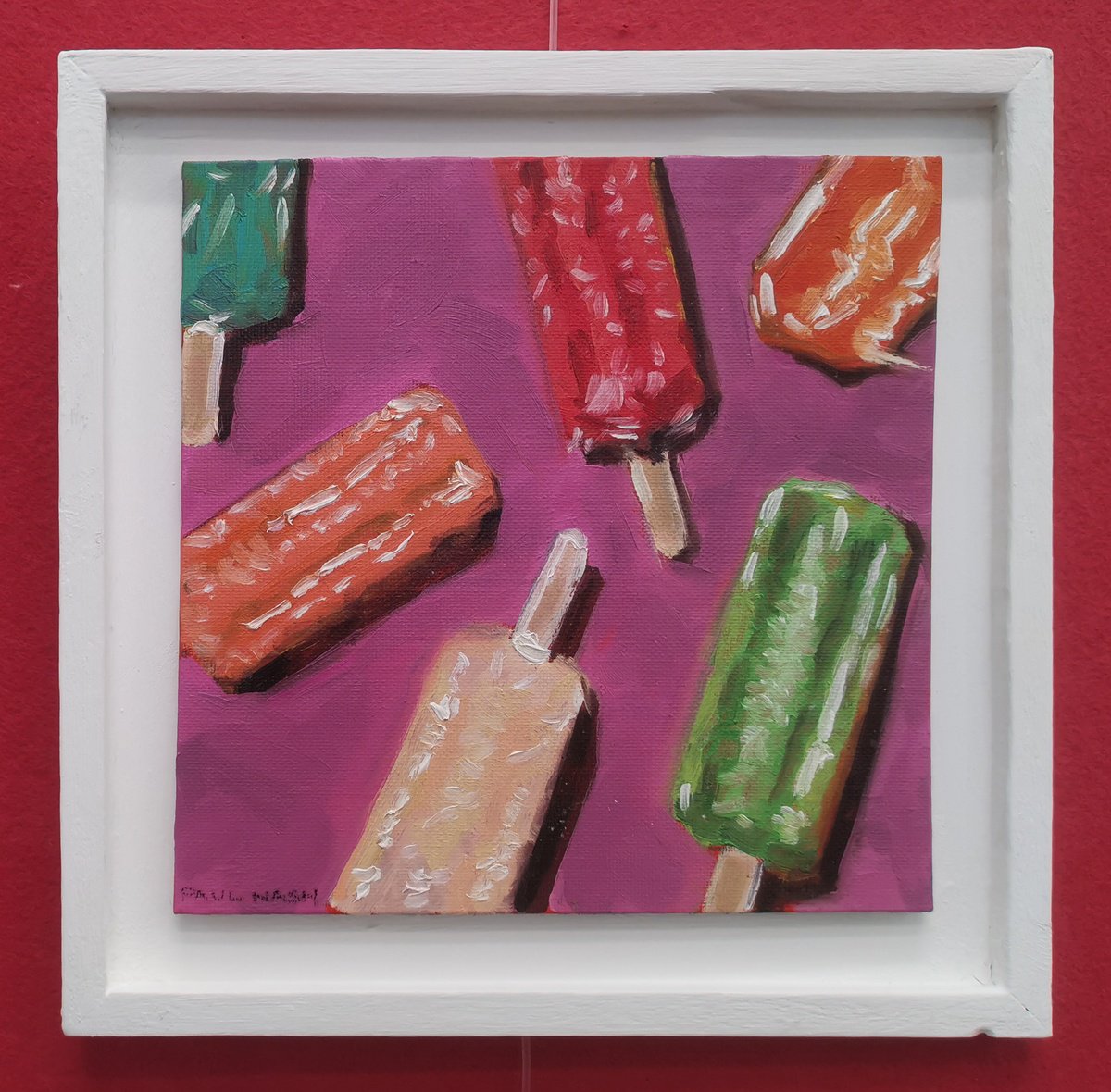 Impressionistic Still Life Oil Painting By Paul Nash, 10 X 10", Ice Lollies, Original Artwork