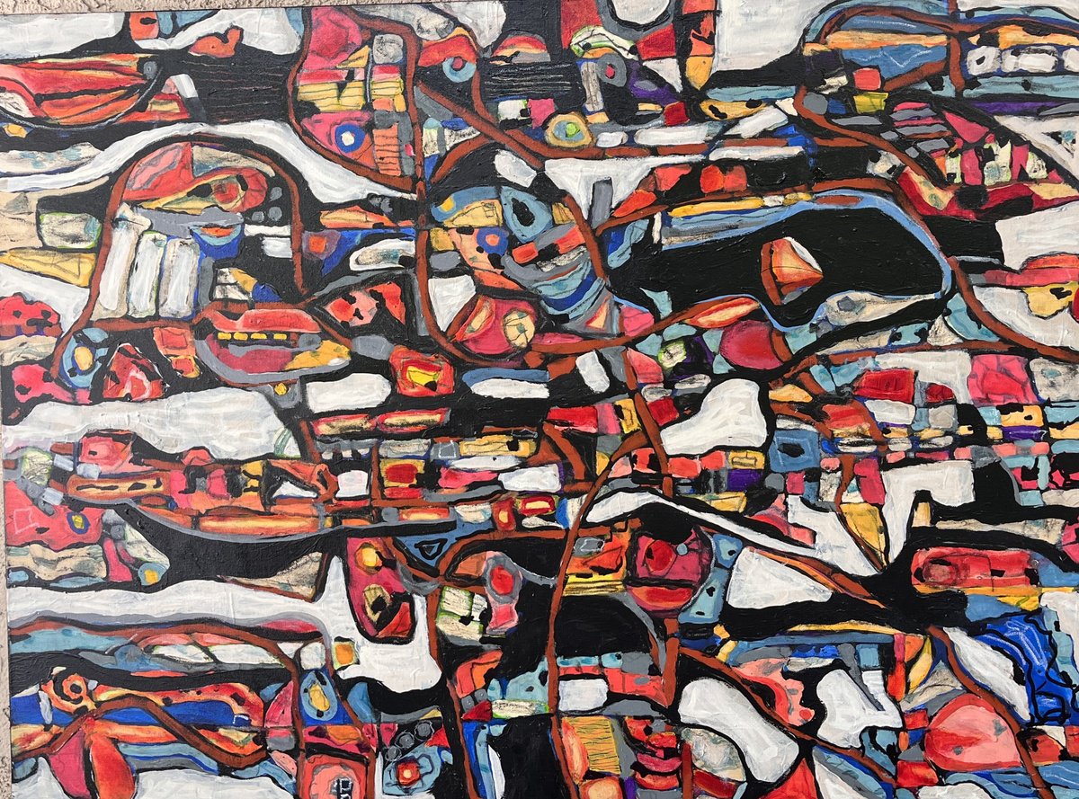 Abstract Acrylic Painting By Jeffrey Davies, 48 X 36, Beyond The Beyond #12-, Original Artwork