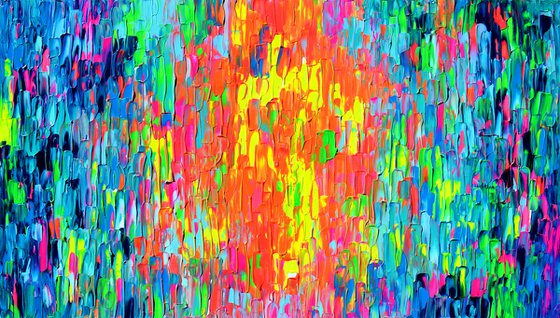 55x31.5'' Large Ready to Hang Abstract Painting - XXXL Huge Colourful Modern Abstract Big Painting, Large Colorful Painting - Ready to Hang, Hotel and Restaurant Wall Decoration, Happy Gypsy Dance 1