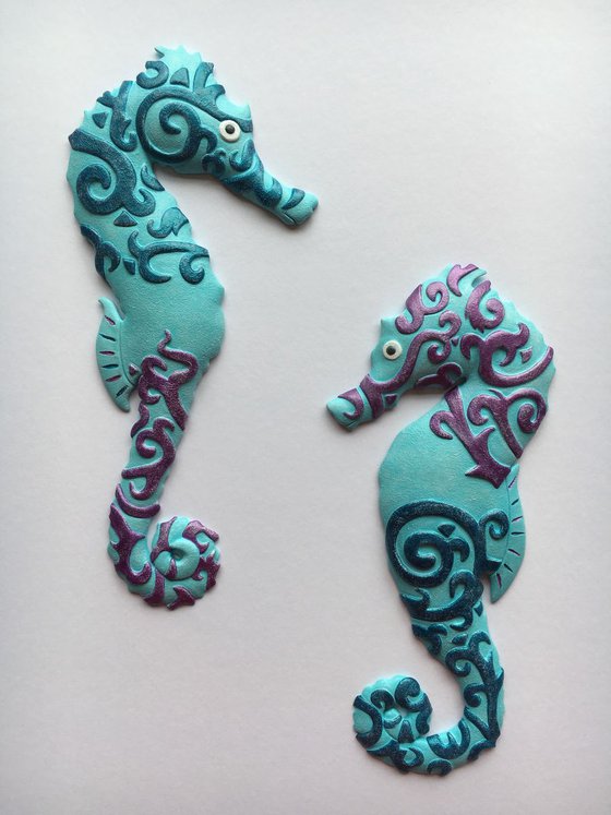 Blue and Purple Seahorses