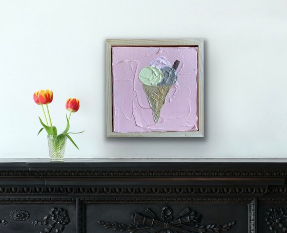 Ice cream on pink (framed)