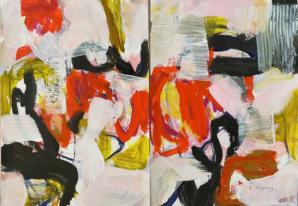 Organic Abstract Acrylic Painting By Linda Coppens, 23 X 17", Between Darkness And Dawn, Original Artwork