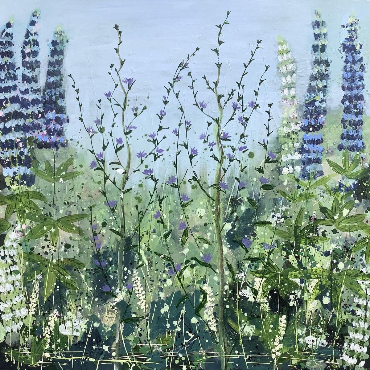 Impressionistic Botanical Acrylic Painting By Elizabeth Westcott, 30 X 30, Juliette, Original Artwork