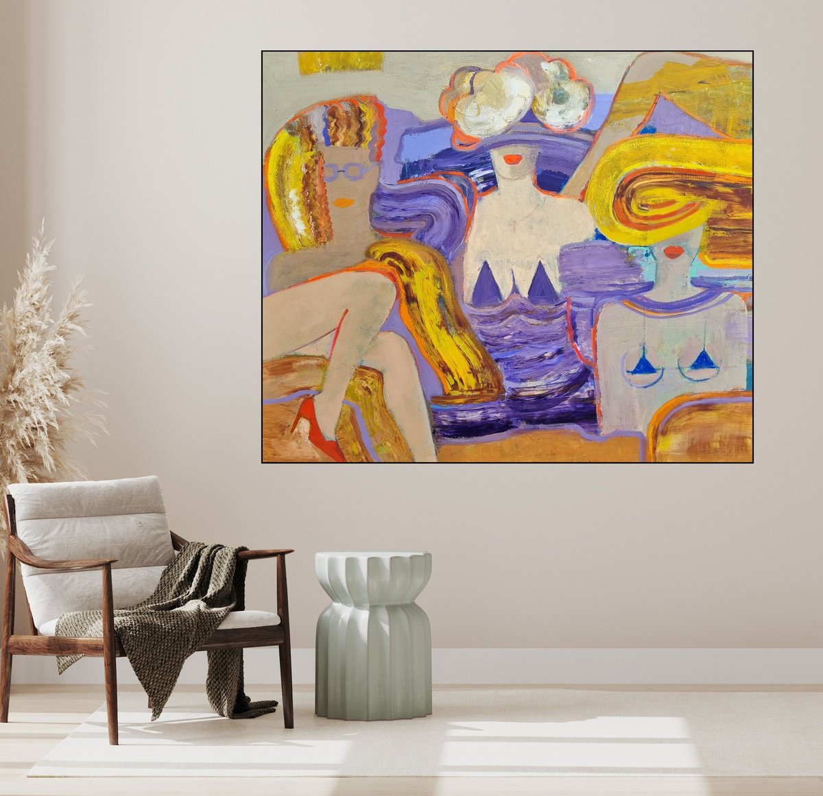 Expressive Oil Painting , Jacuzzi Party By Victoria Cozmolici, 47 X 39, Artwork For Sale On Artfinder