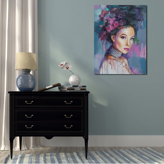 Painting - Pearl - original woman portrait