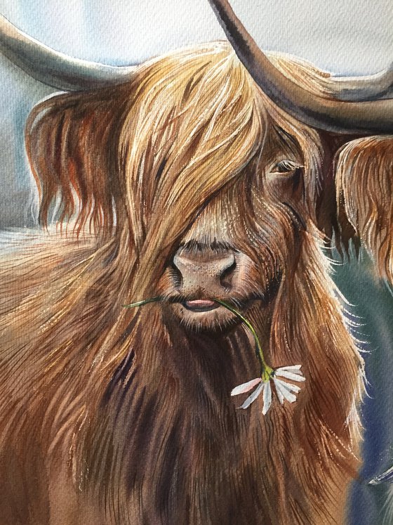 Loving bulls. Romantic art
