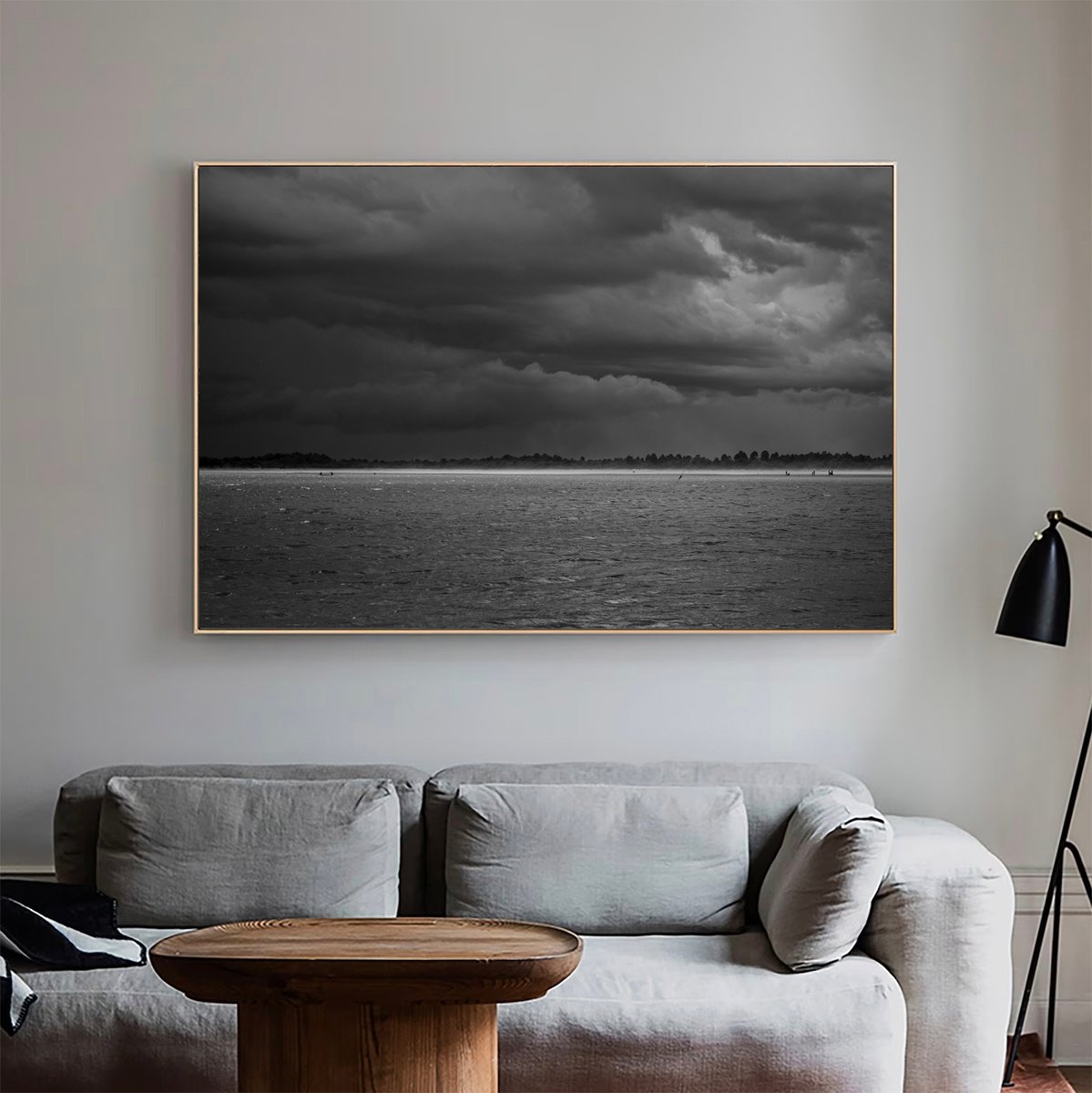 Photorealistic Landscape Photograph By Serge Horta, 36 X 24", Sandstorm Over Water Ii, Original Artwork