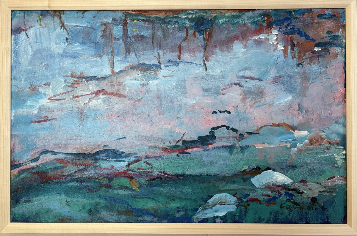 Expressive Landscape Acrylic Painting By Beatriz Candioti, 32 X 22, By Brandenberg, Original Artwork