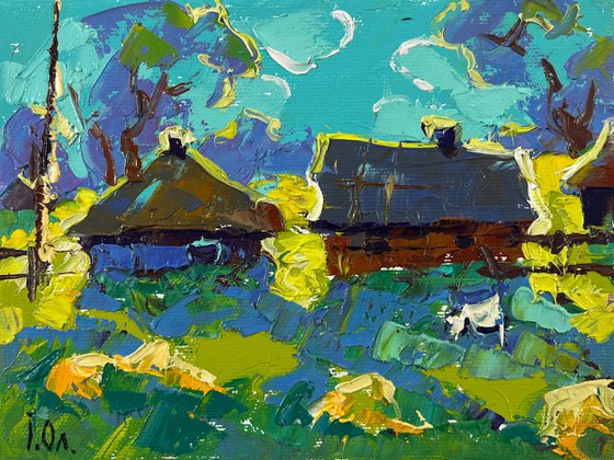 Moonlit night in the village