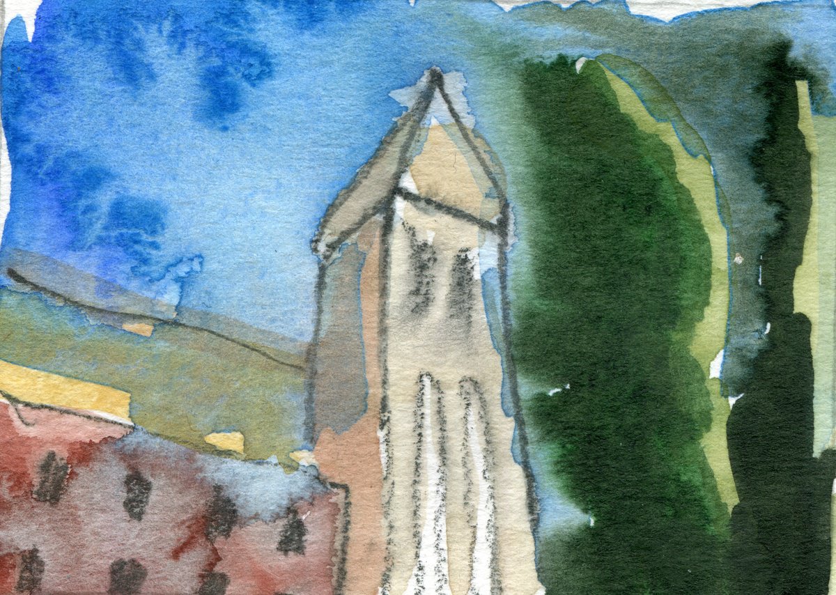 Venice Tower; Original Watercolour ACEO by Elizabeth Anne Fox