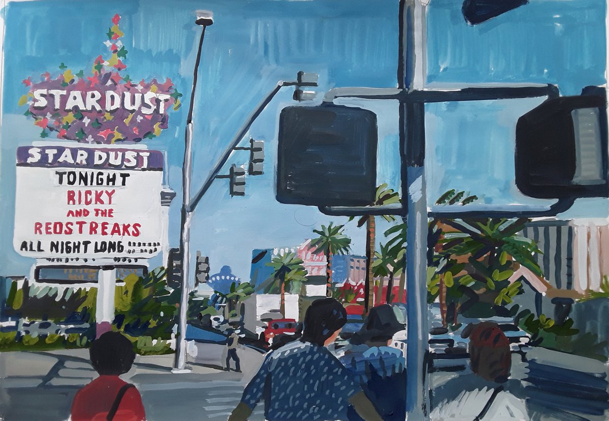 Impressionistic Cityscapes Painting By Stephen Abela, 23 X 16", Las Vegas, Original Artwork
