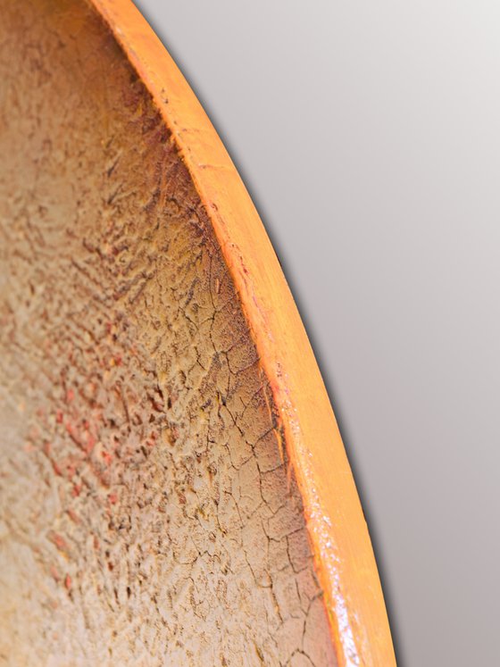 Orange Moon | Textured Round Wall Art