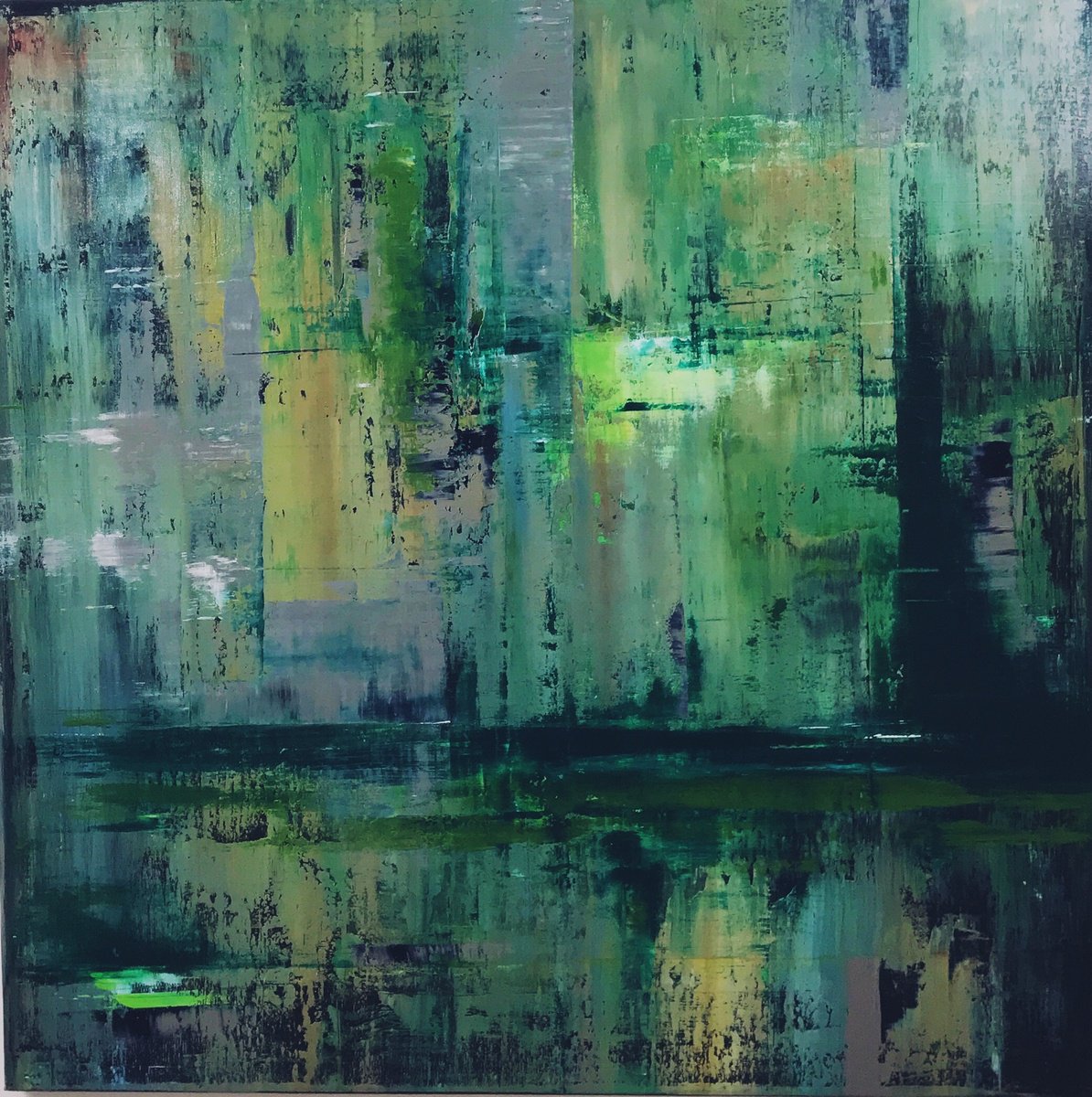 Abstract Oil Painting By Svitlana Andriichenko, 39 X 39", Brooklyn Bridge. ?22, Original Artwork