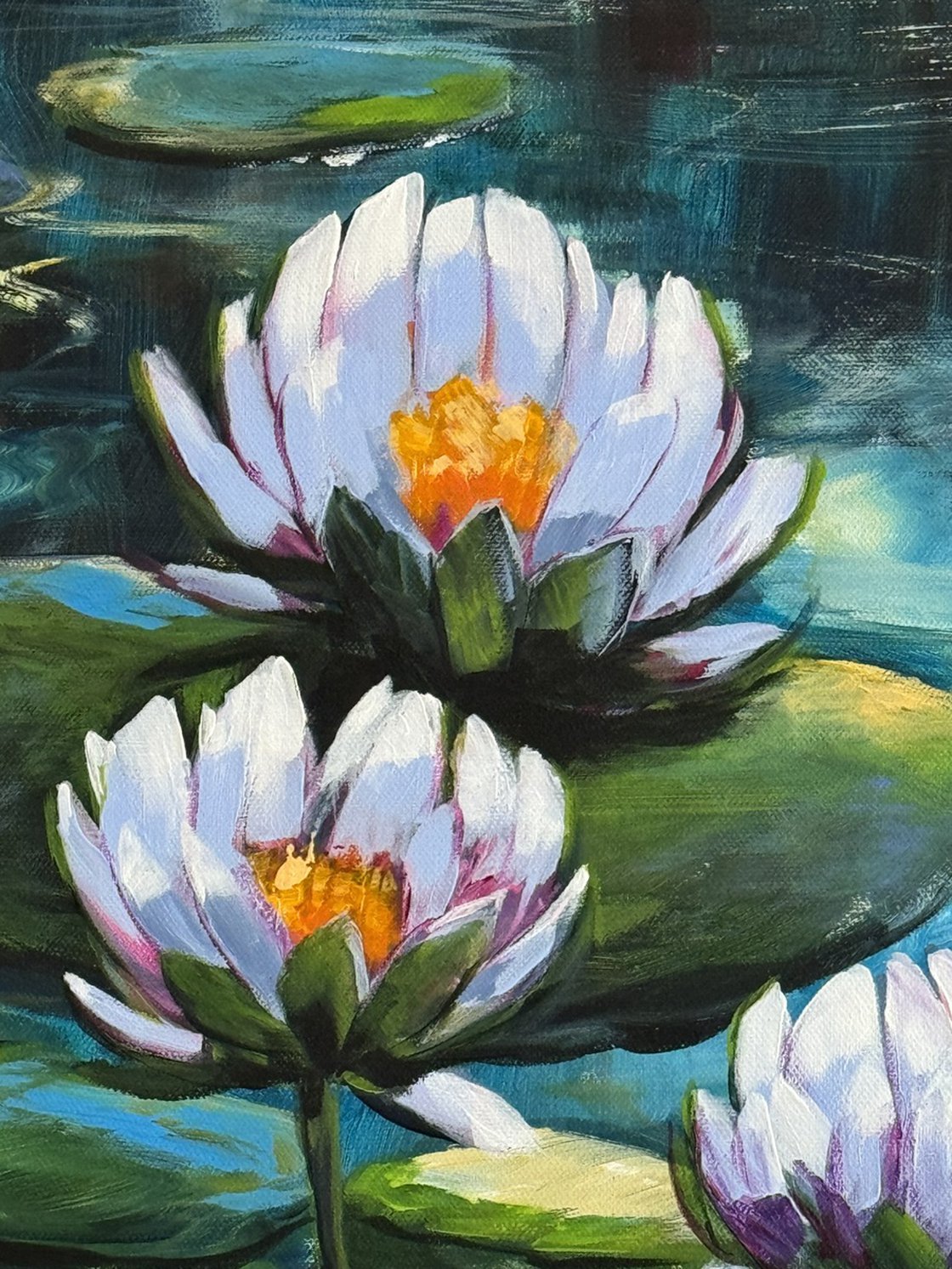 Original Acrylic Painting - My Love for Water Lilies 6 by Sandra