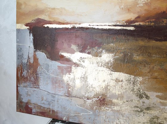 "Calabria" Abstract brown rust gold art