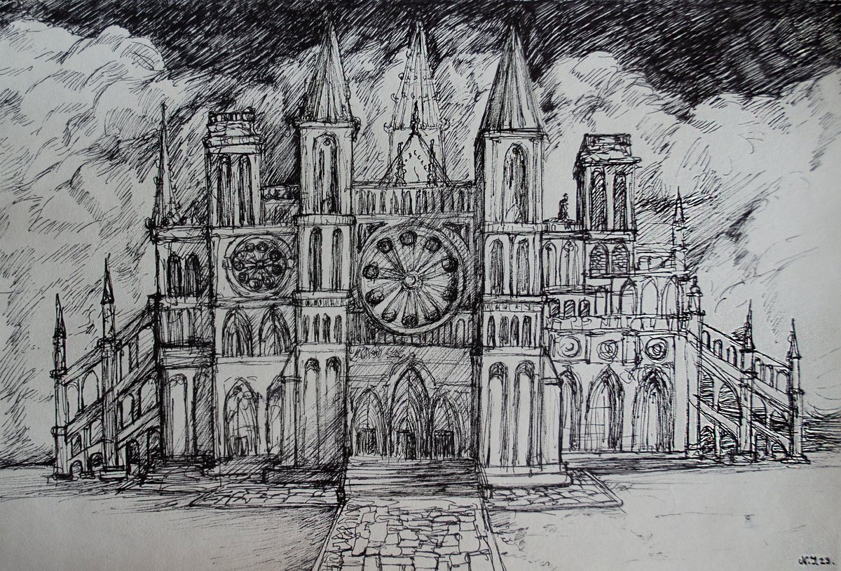 Graphic Ink Drawing , Gothic Ii By Nikola Ivanovic, 12 X 8, Artwork For Sale On Artfinder