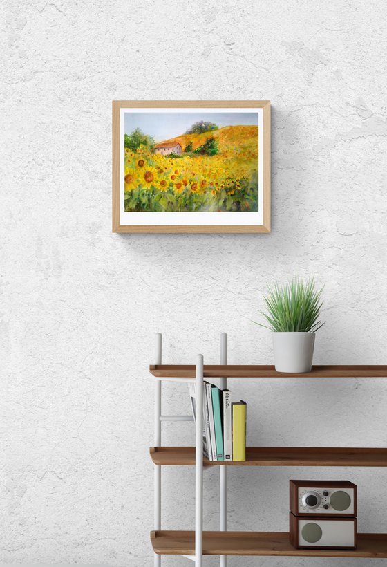 Landscape with sunflowers