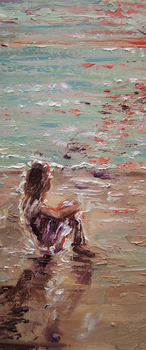 " SUNSET ... " original painting palette knife GIFT MODERN URBAN ART OFFICE ART DECOR HOME DECOR GIFT IDEA by Monika Luniak